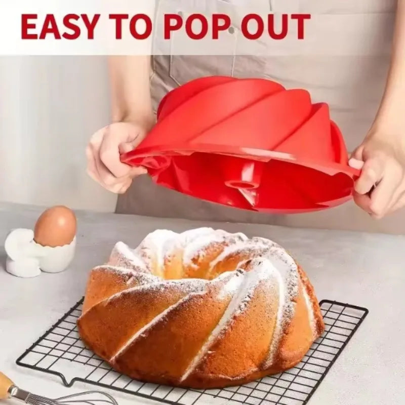 SWANS Silicone Cyclone Cake Mold – Oven & Steamer Baking Pan Silicone Cake Mold SWANS