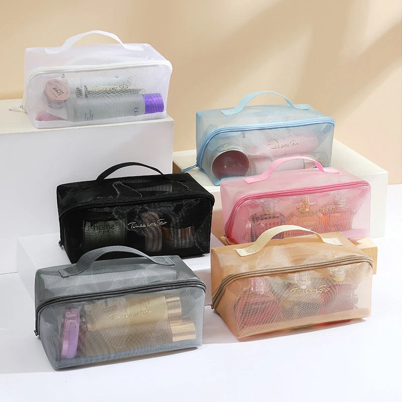 Transparent Mesh Cosmetic Bag – Travel Makeup Organizer Pouch Cosmetic Travel Bag SWANS