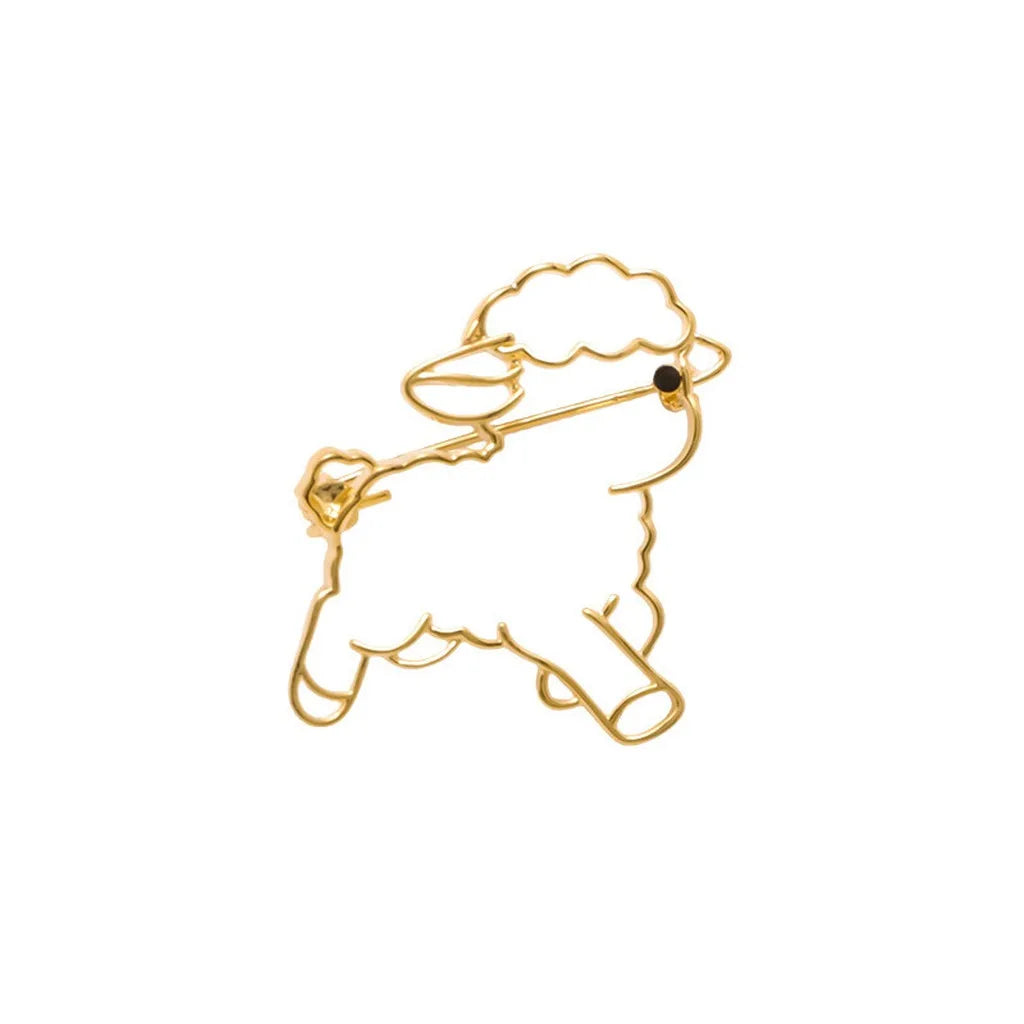 Sheep Brooch Gold Tone Hollow Zinc Alloy Animal Pin Fashion Brooch Pin SWANS Gold