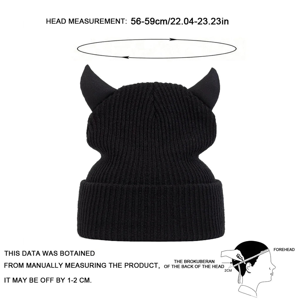 Unisex Bull Horn Beanie Hat – Hip Hop Knit Cap Women & Men Knit Beanie Hat SWANS
