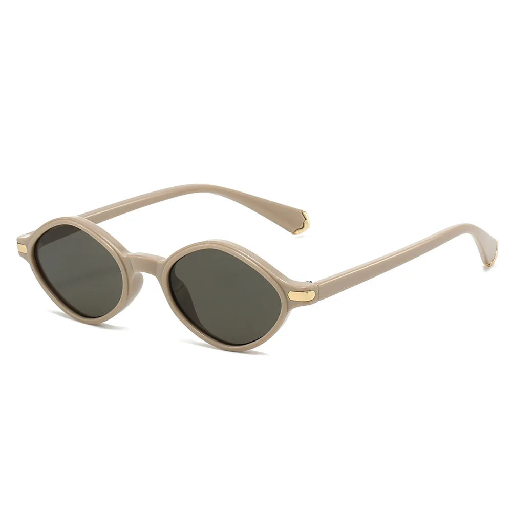 Y2K Vintage Rhombus Sunglasses UV400 Punk Small Frame Fashion Sunglasses SWANS Khaki Black