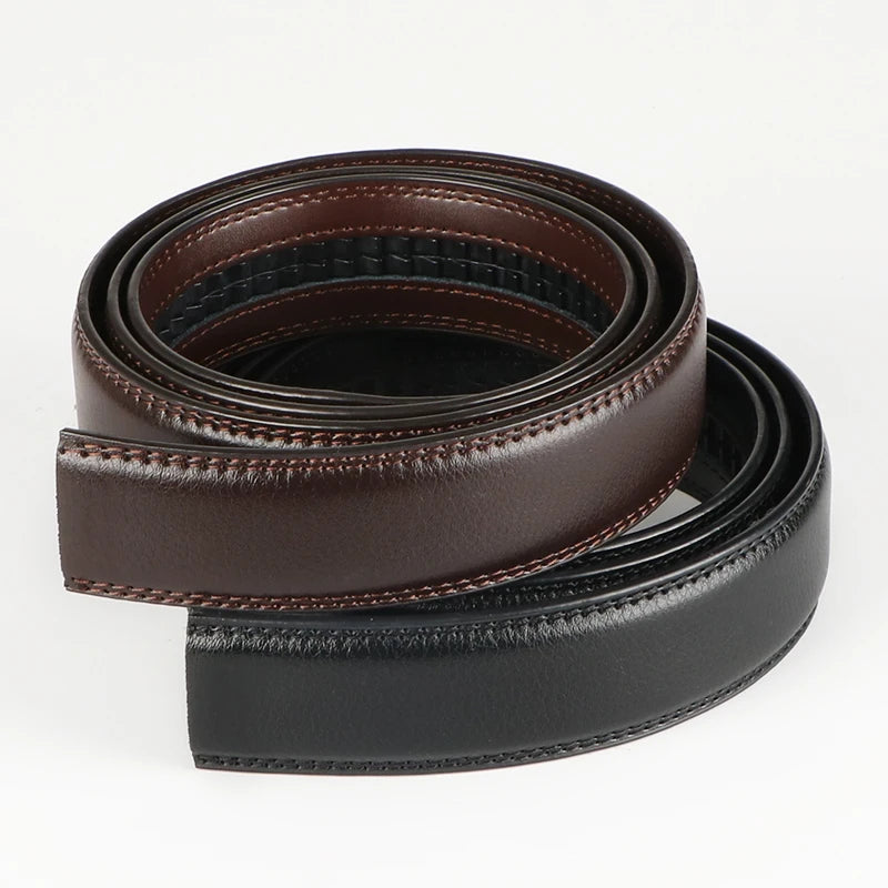 2-Pack Men's Split Leather Belts for Auto Buckle – Black & Brown Men's Leather Belt SWANS