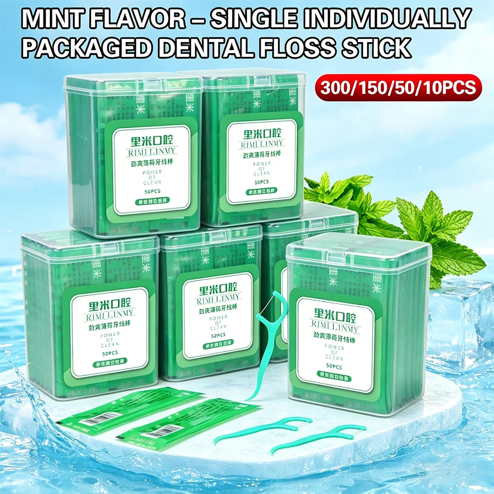 SWANS Mint Dental Floss Picks – Individually Wrapped | 10–300pk Dental Floss Picks SWANS