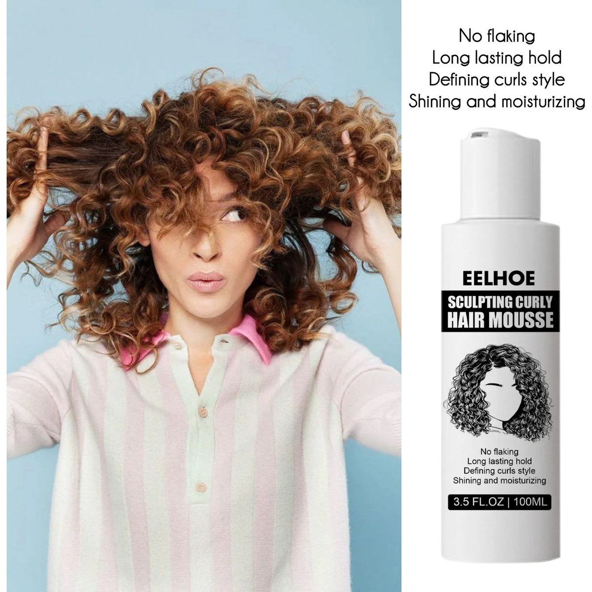 Eelhoe Curly Hair Elastin Mousse – Curl Enhancer 100ml Curl Enhancer Mousse SWANS