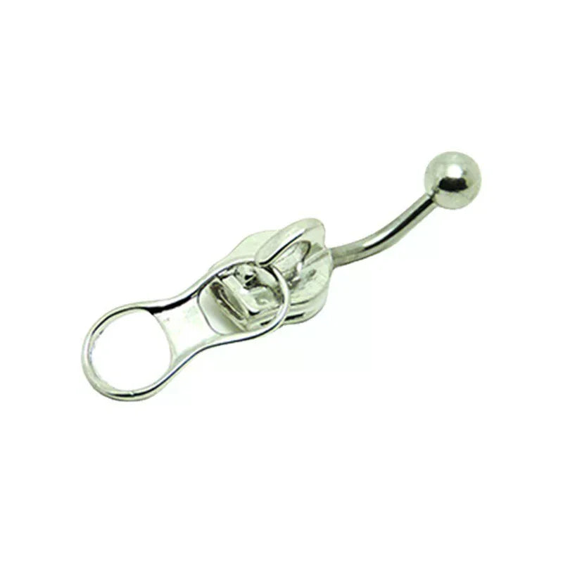 Punk Zipper Belly Button Ring – Stainless Steel Navel Piercing Belly Button Ring SWANS