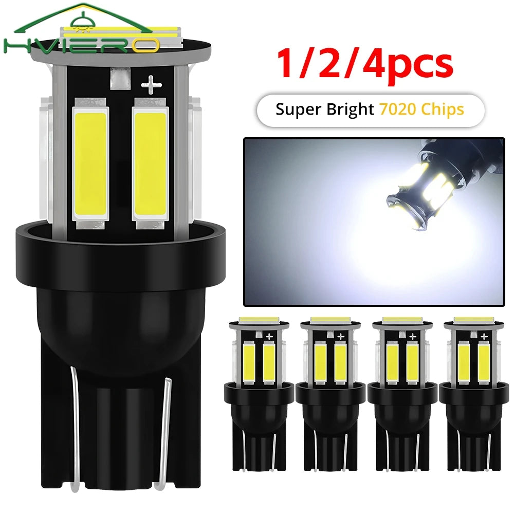 T10 W5W 7020 10-SMD LED Car Bulbs 12V White – 1/2/4 Pack LED Car Bulb SWANS