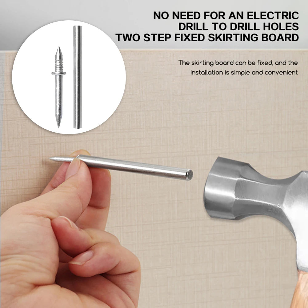 100-Pack Double-Head Invisible Skirting Nails – Seamless Trim Skirting Board Nails SWANS