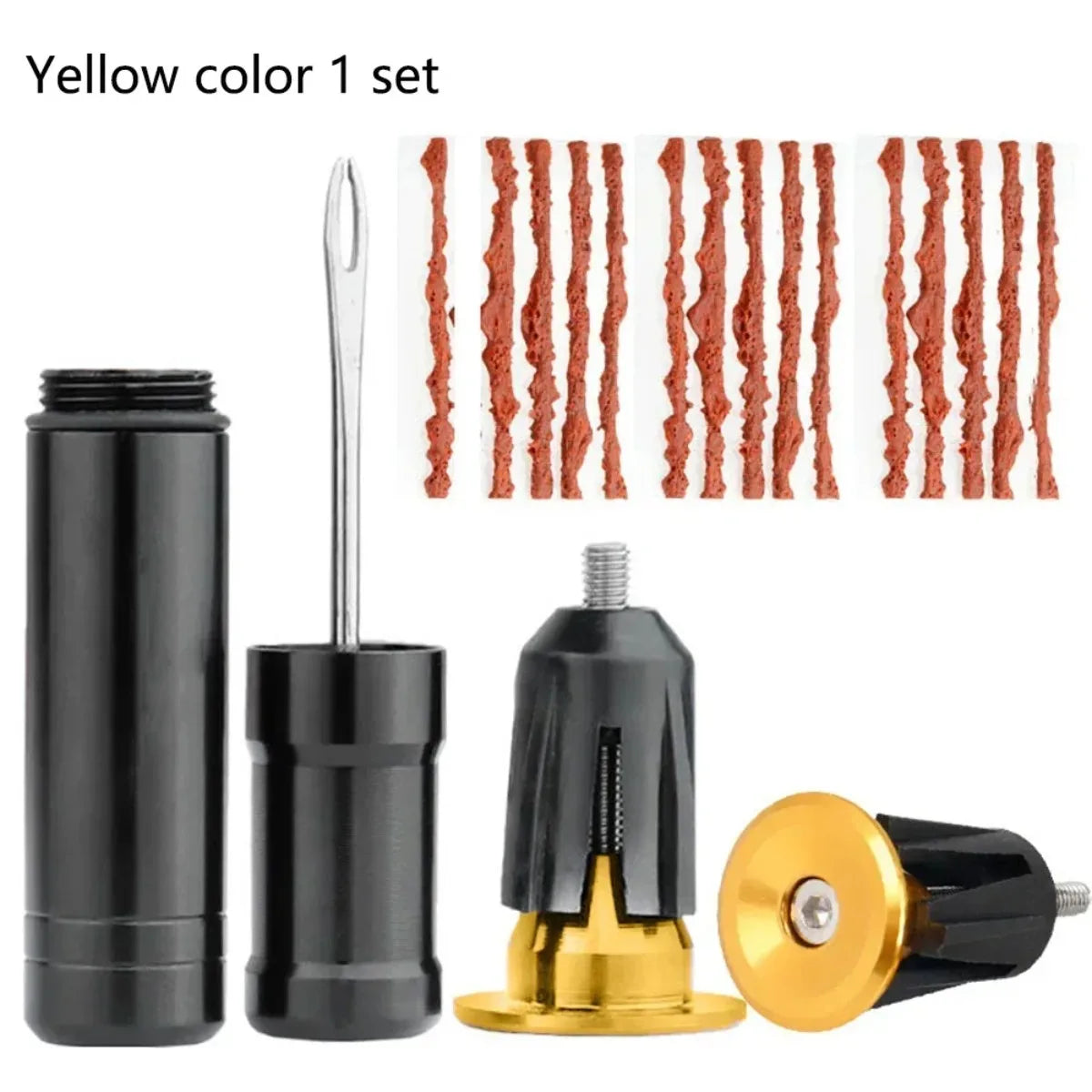 Tubeless Bike Tire Repair Kit – Rubber Strips & Insertion Tool Tire Repair Kit SWANS set-gold