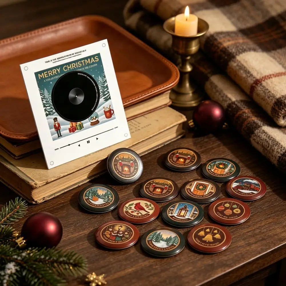 Magnetic Rotating Vinyl Music Box Fridge Magnet – Warm Light Decorative Music Box SWANS