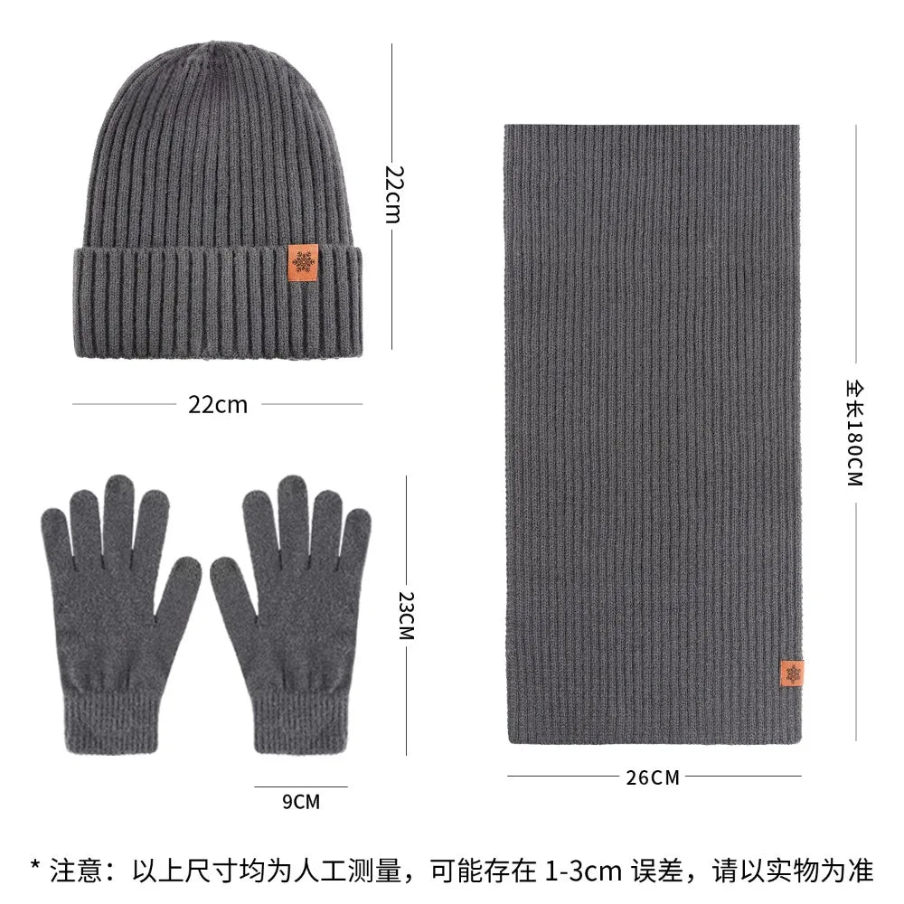 Fleece-Lined Winter Knit Hat, Scarf & Touchscreen Gloves Set Winter Accessory Set SWANS