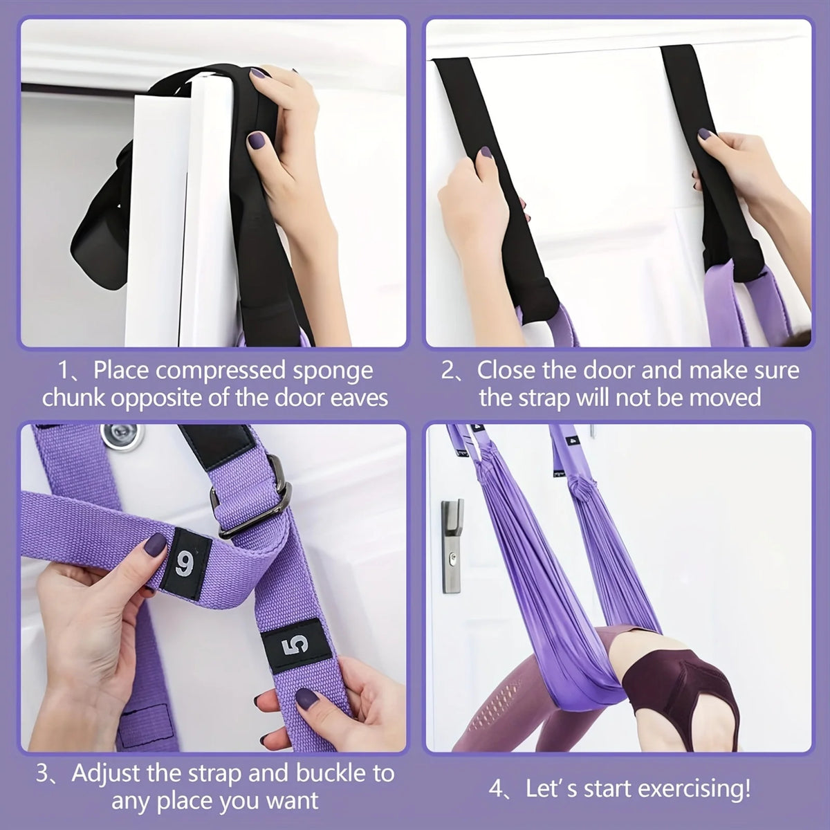 Leg Stretcher Strap & Door Anchor Flexibility Trainer – Yoga Flexibility Stretch Strap SWANS