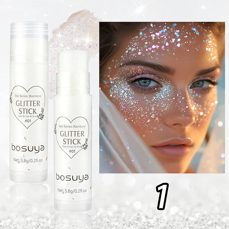 Sequins Glitter Gel Stick – Eye, Face & Body Sparkle Makeup Glitter Makeup Stick SWANS 01