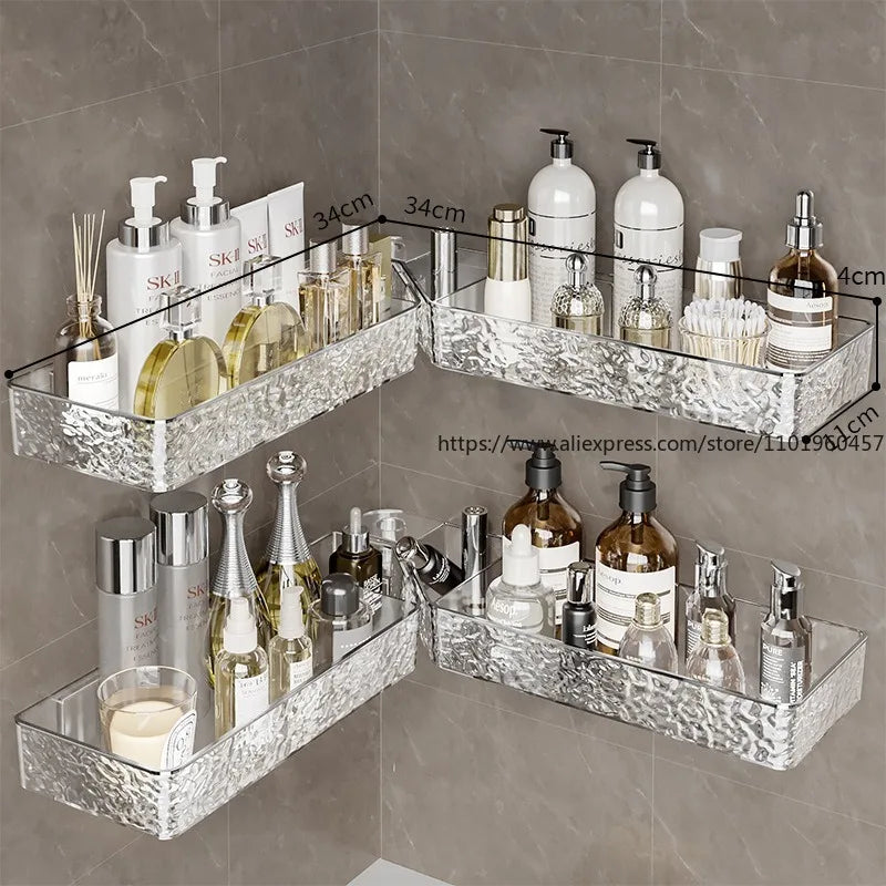 Punch-Free Corner Bathroom Shelf – Wall-Mounted Organizer Bathroom Corner Shelf SWANS