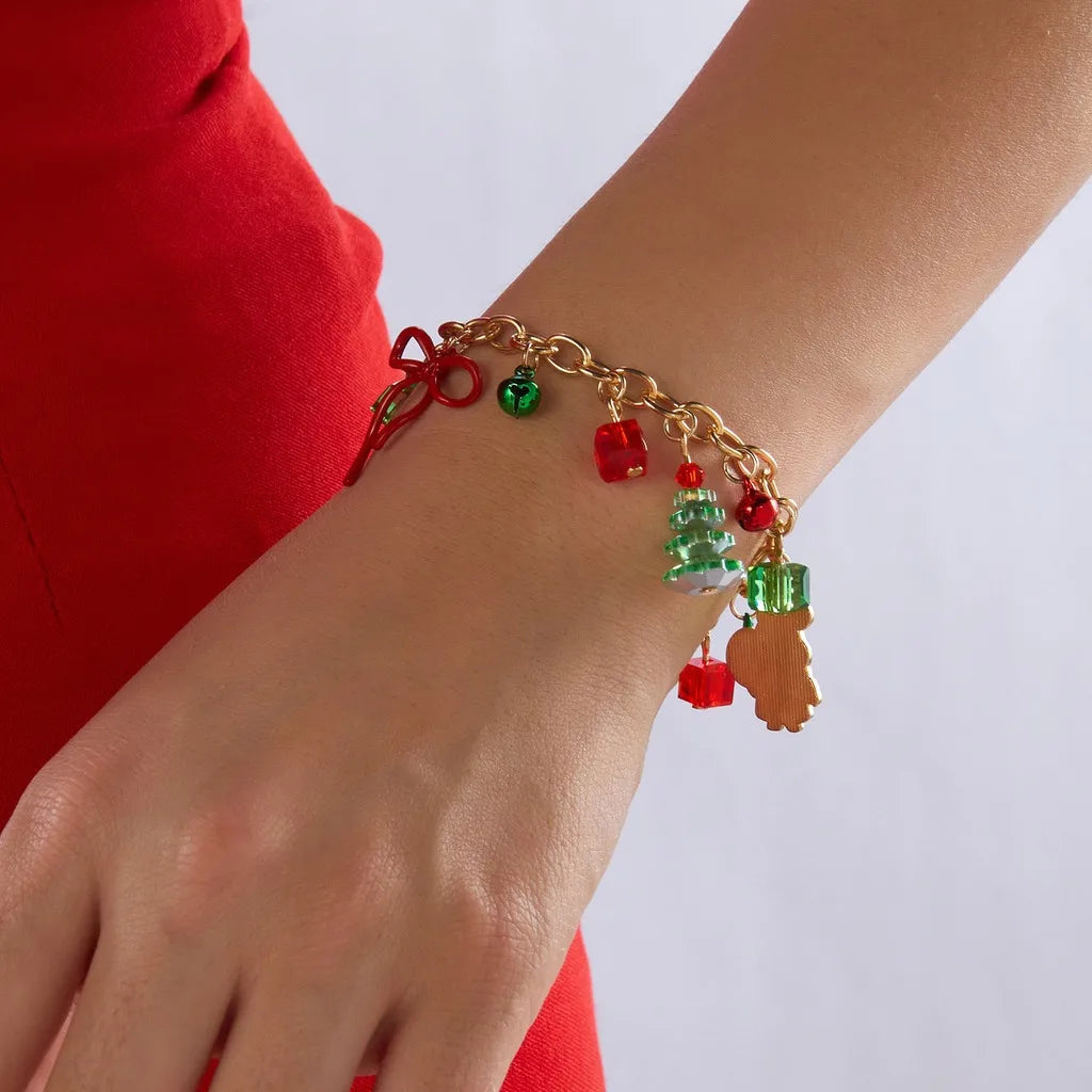Christmas Charm Bracelet – Unisex Adjustable Beaded Holiday Charm Bracelet SWANS