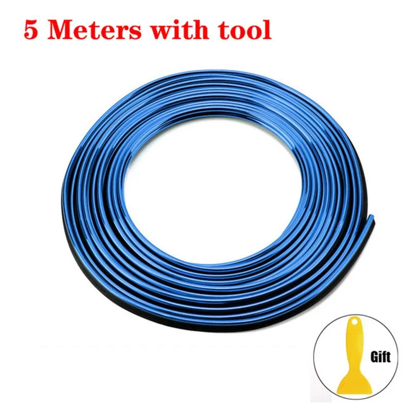 kkjoy 5M Flexible Metal Car Interior Trim Moulding Strip Car Interior Trim SWANS Blue