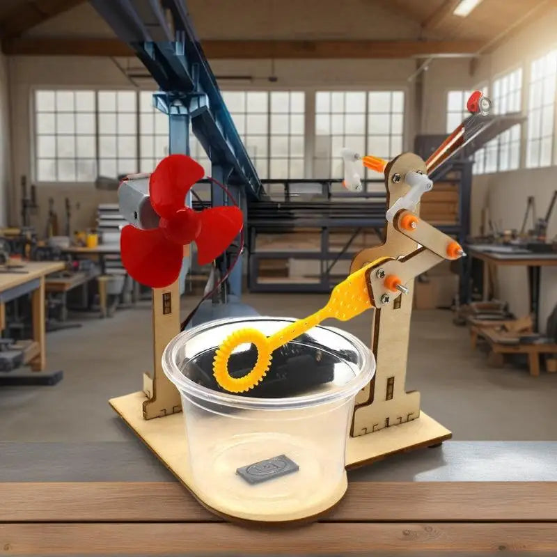 DIY Wooden Bubble Machine STEM Kit – Educational Toy Ages 6–12 DIY STEM Toy Kit SWANS