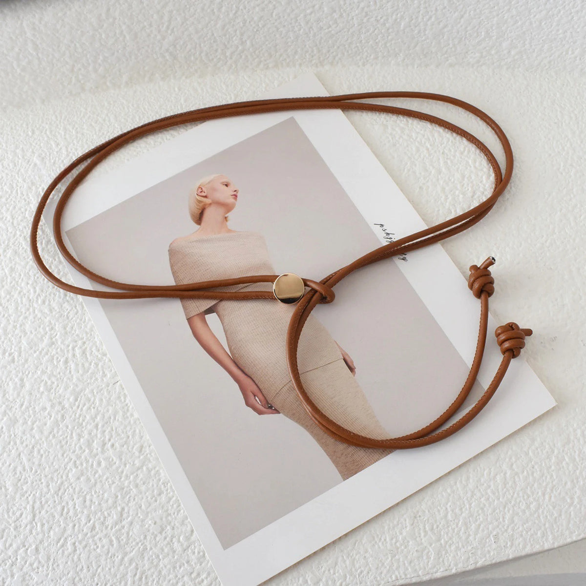 Women's PU Leather Rope Knot Thin Waist Belt – Solid Color Women's Waist Belt SWANS camel One Size