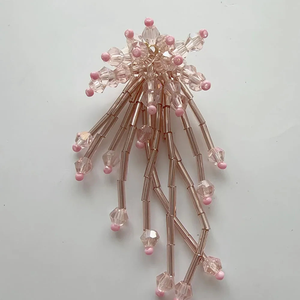 3D Crystal Beaded Flower Patches – DIY Shoe Charms & Crafts Beaded Craft Patch SWANS Pink 2Pcs