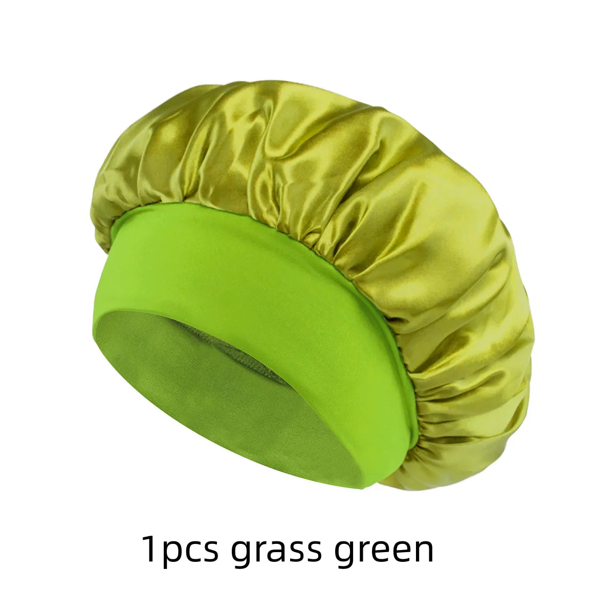 Satin Silk Sleep Bonnet Wide-Brim Elastic Hair Cap 1–10 Pack Satin Sleep Bonnet SWANS 1pcs grass green