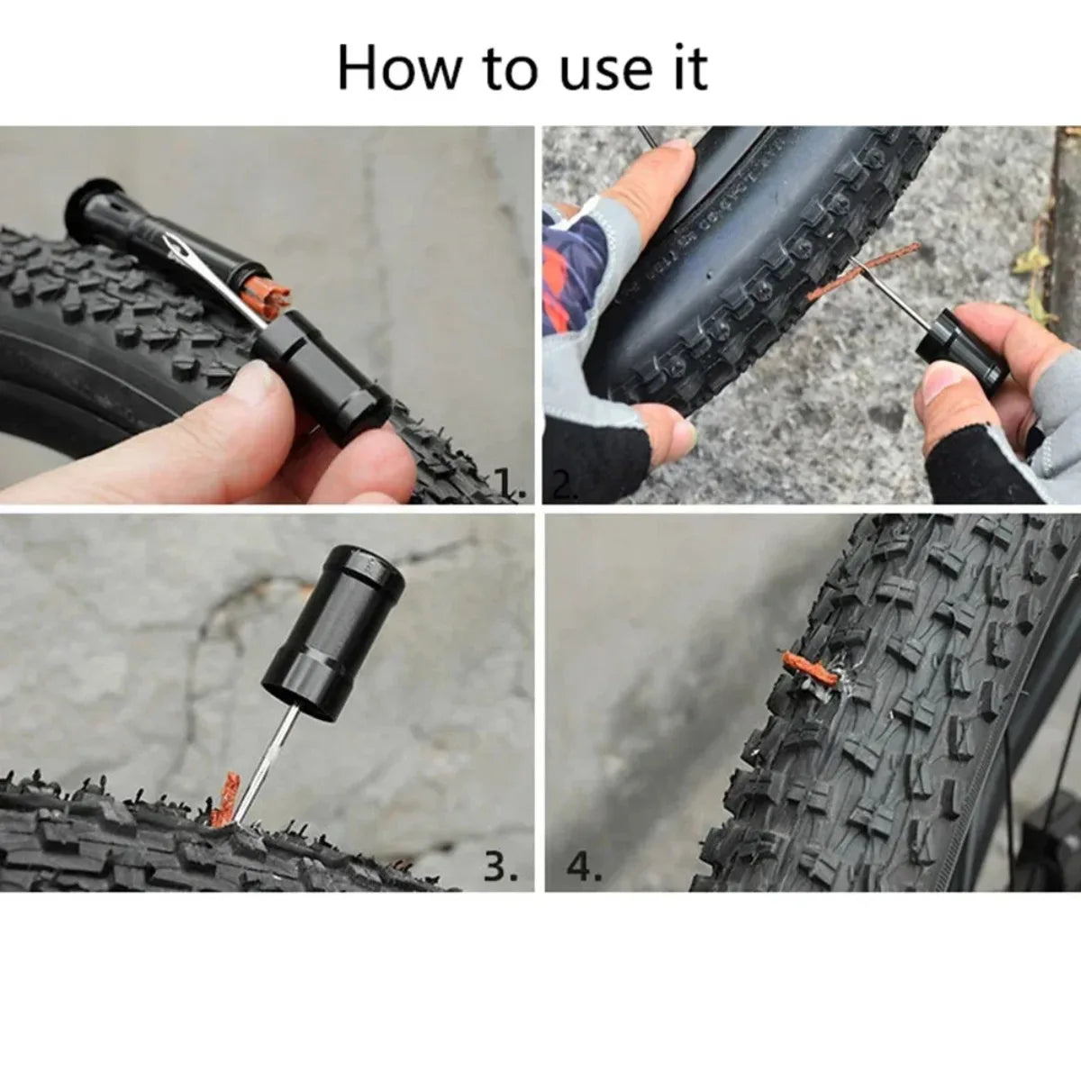 Tubeless Bike Tire Repair Kit – Rubber Strips & Insertion Tool Tire Repair Kit SWANS