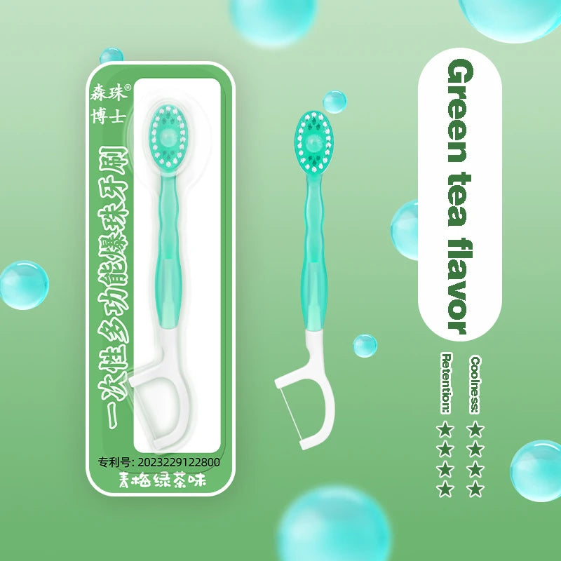 YUNChi Disposable Travel Toothbrush Set with Floss & Mouthwash 12pk Disposable Toothbrush Set SWANS 12pcs green tea