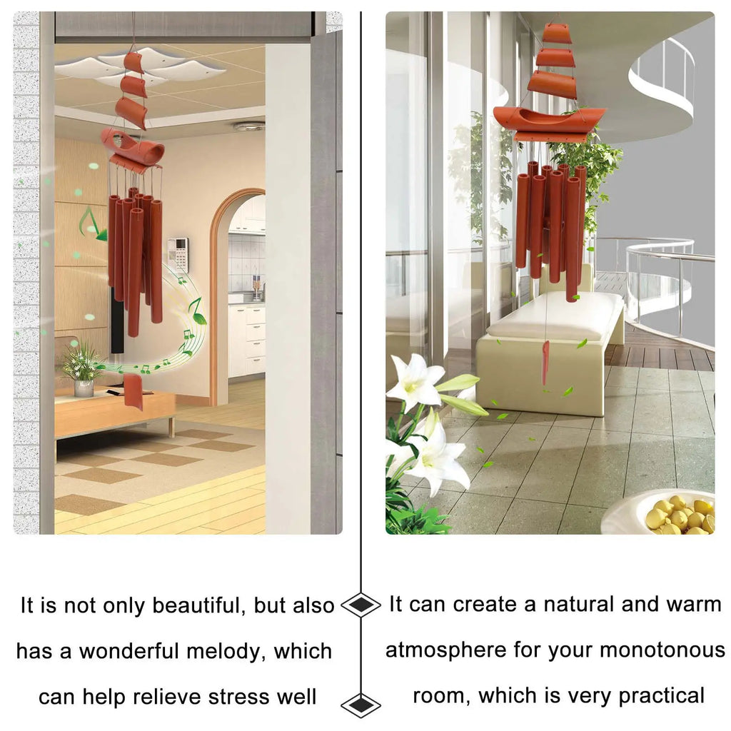 ROSENICE Bamboo Wind Chime – Indoor & Outdoor Hanging Decor Wind Chime Decor SWANS