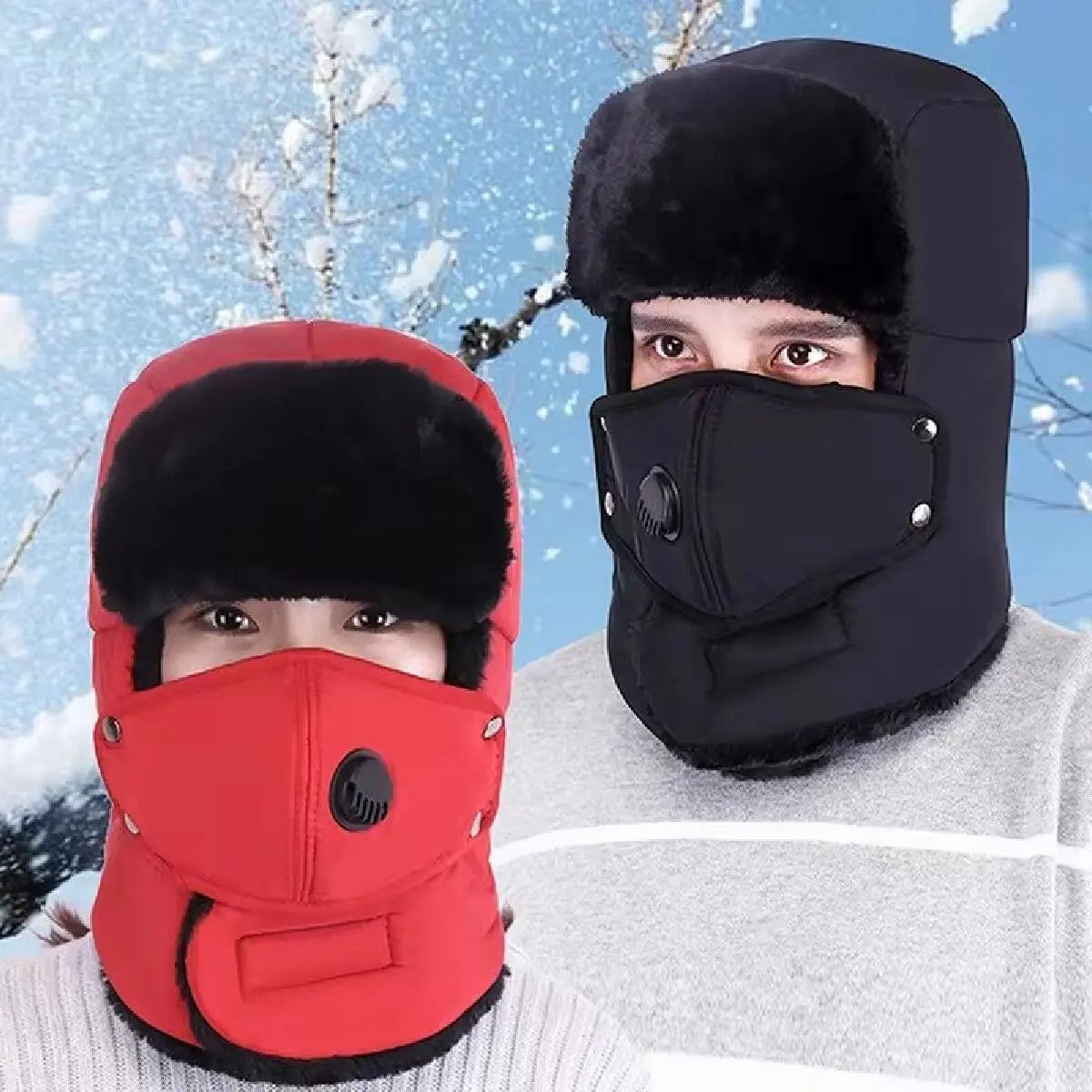 Windproof Winter Bomber Hat – Unisex Russian Trapper Snow Cap Winter Bomber Hat SWANS