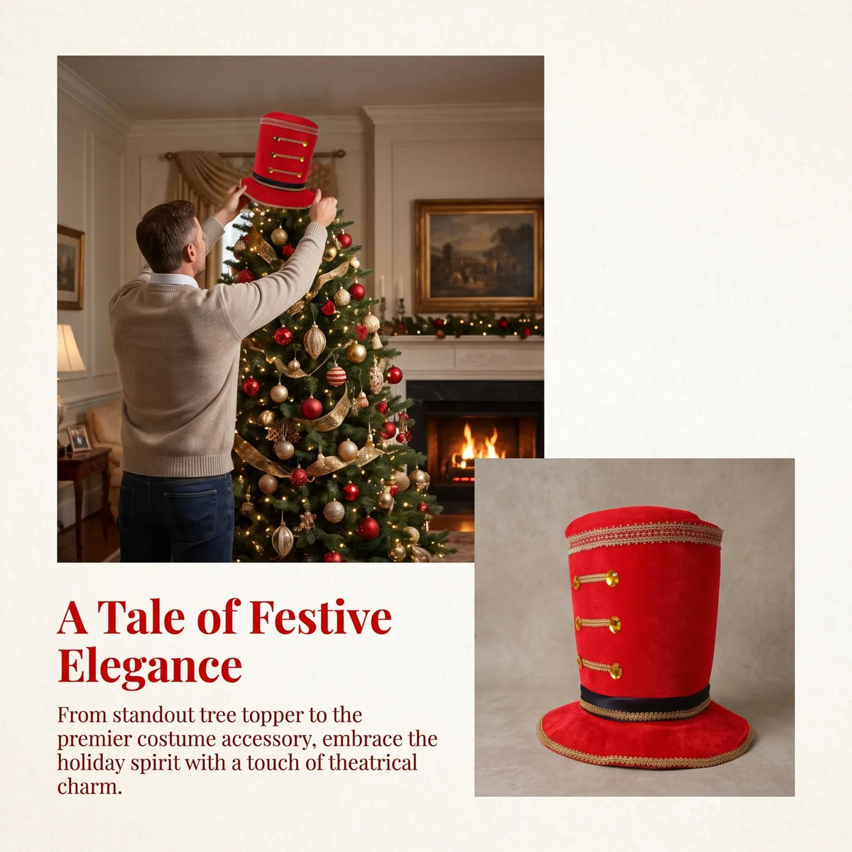 Red Nutcracker Christmas Tree Topper Hat | Holiday Costume Holiday Costume Hat SWANS
