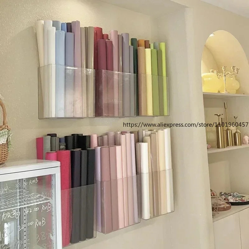 Wall-Mounted Acrylic Flower Wrapping Paper Storage Display Stand Acrylic Storage Stand SWANS