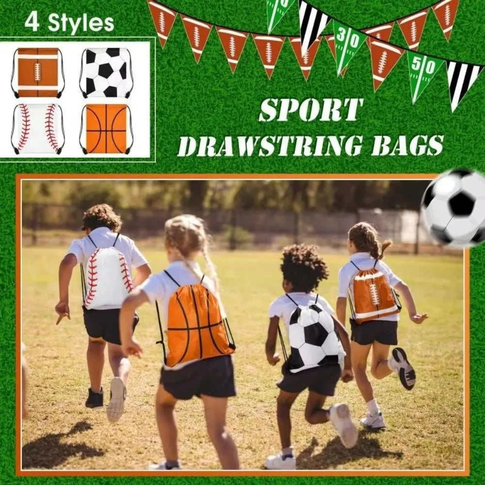 Sports Ball Pattern Drawstring Backpack Cinch Sack Bag Drawstring Backpack SWANS