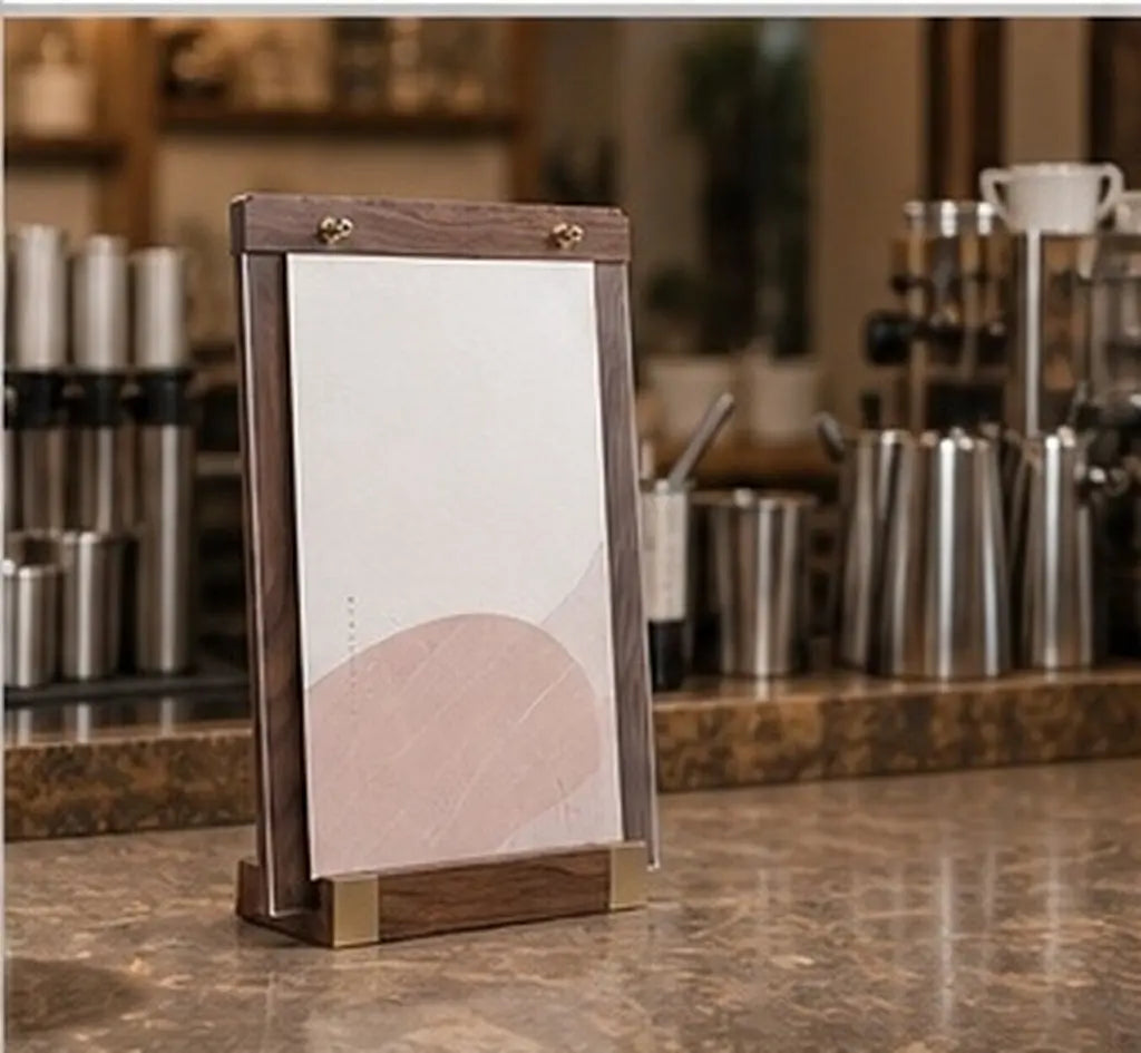 Acrylic Sign Holder 8.5x11 Walnut Wood Base Tabletop Menu Display Tabletop Sign Holder SWANS other