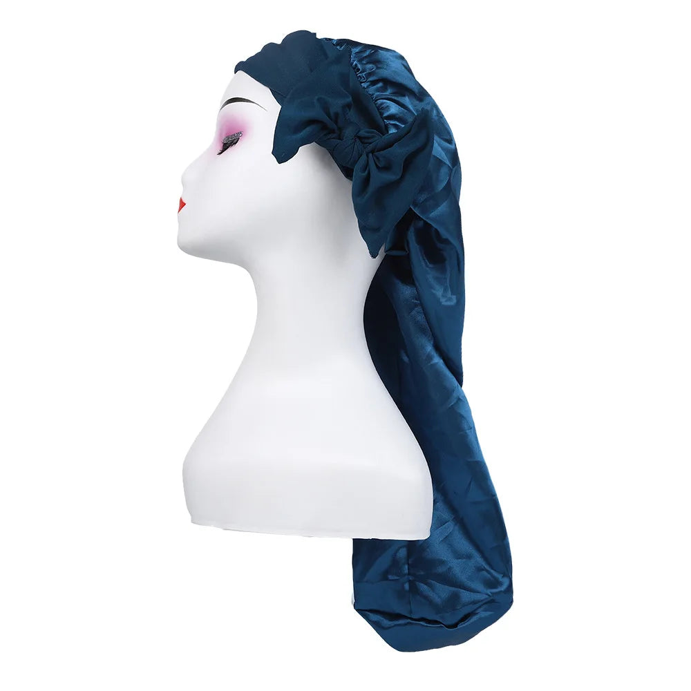 Extra Long Satin Bonnet – Anti-Frizz Sleep Cap for All Hair Types Satin Sleep Bonnet SWANS 1pcs Emerald Green