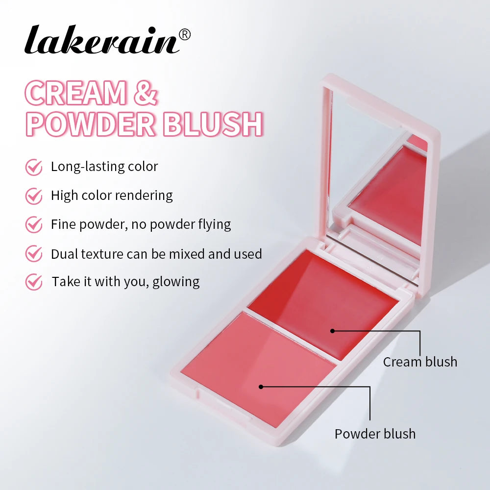 Lakerain Cream & Powder Blush – 5 Colors, High Pigment Face Blush Makeup SWANS