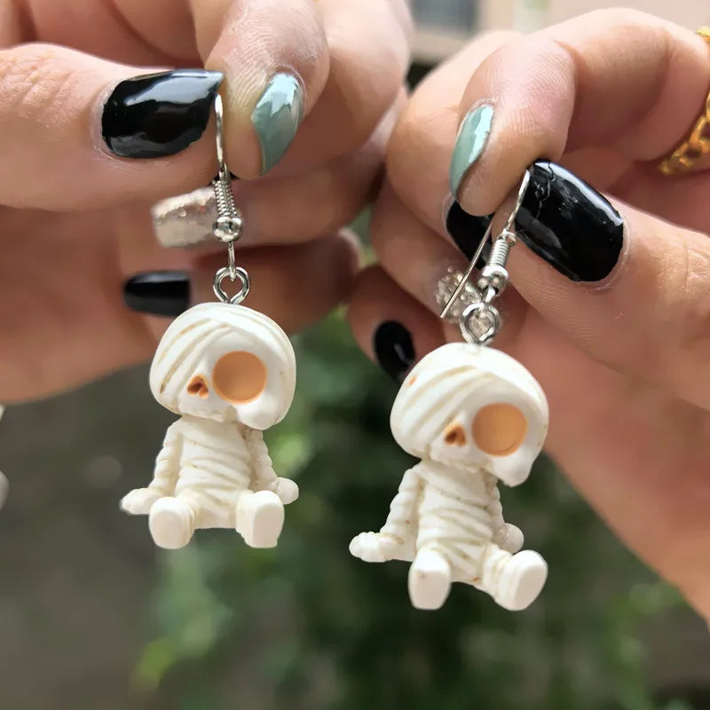 Halloween Mummy Pumpkin Skeleton Resin Dangle Earrings Resin Dangle Earrings SWANS Style 2