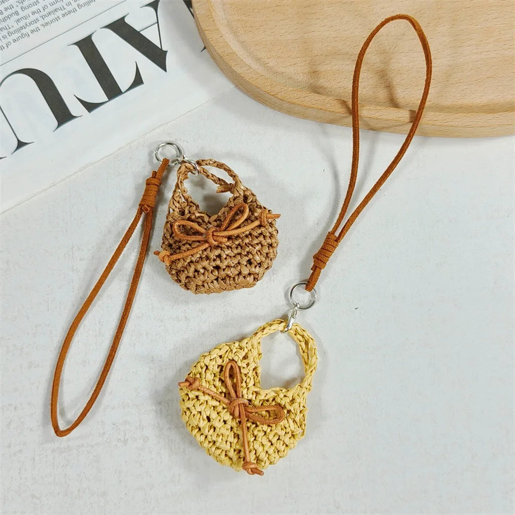 Handmade Crochet Bag Charm – Faux Suede Bow Pendant Keychain Bag Charm Pendant SWANS