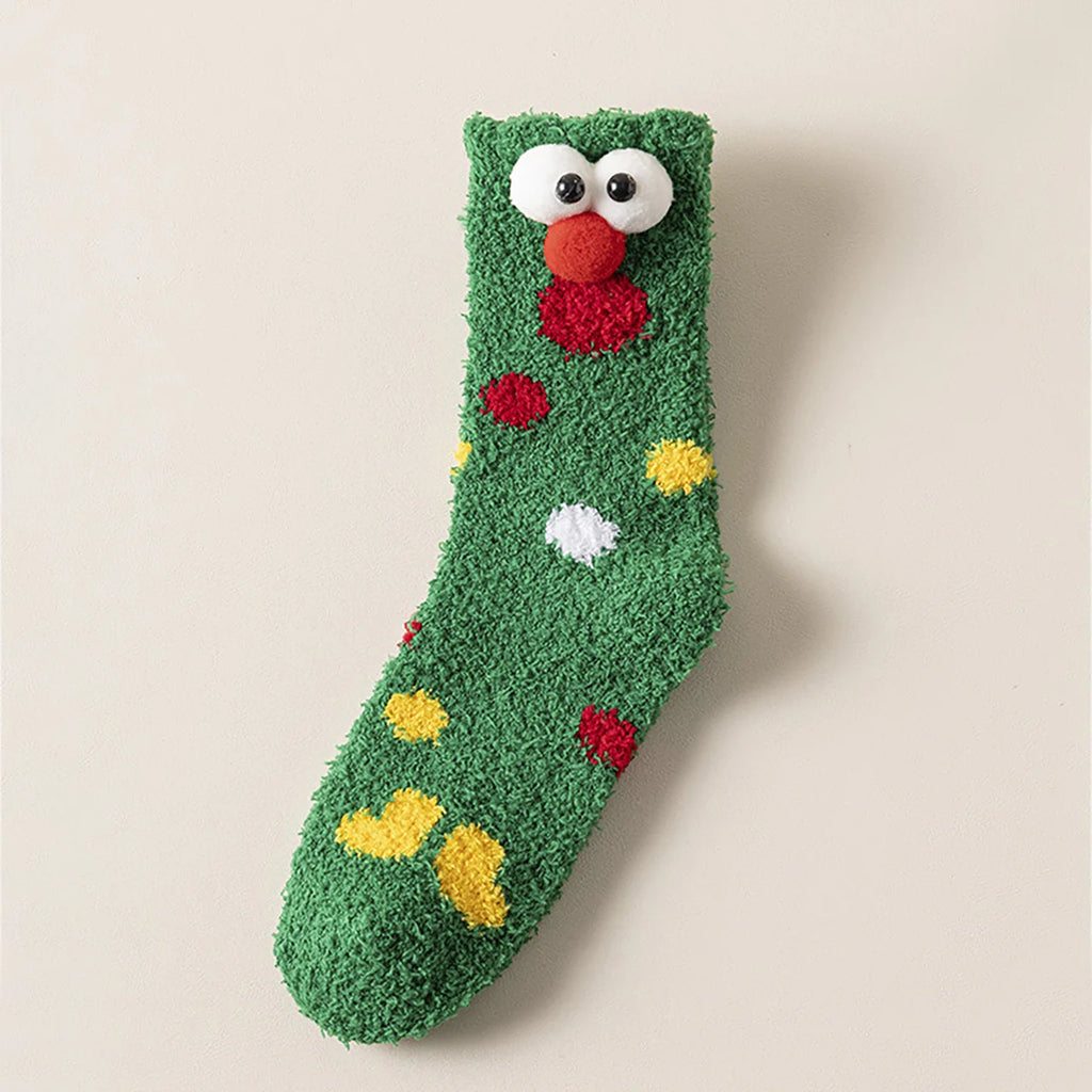 Women's Christmas Plush Thermal Socks – Cozy Velvet Mid-Calf Thermal Plush Socks SWANS style4 One Size